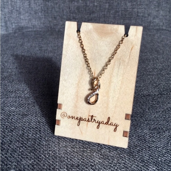 Infinity Sign Rhinestone Pendant Fashion Necklace, Gold, 18 inches - Picture 4 of 16